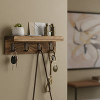 Porte clé mural en bois avec étagère CleariaHome Entry