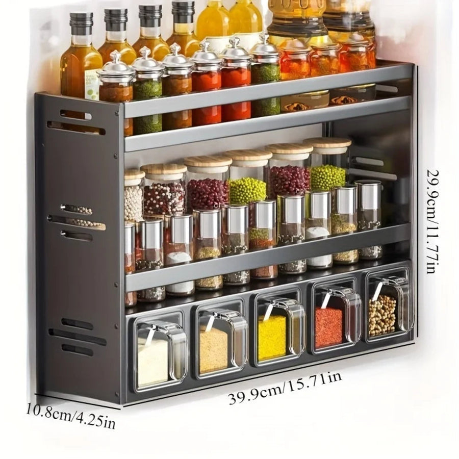 Rangement à épices mural sans perçage 3 niveaux – CleariaHome Culina